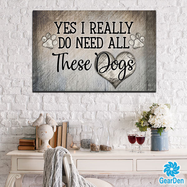 white brick wall - white home office space - Dogs wall art - GearDen