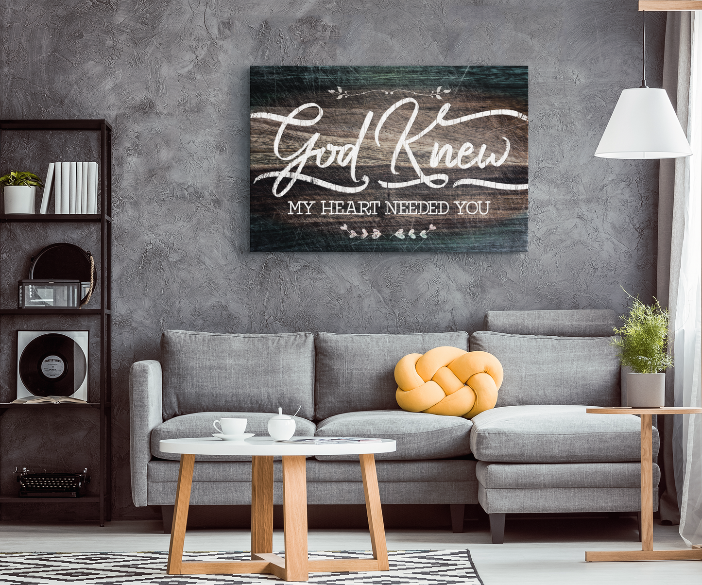 "God Knew My Heart Needed You" Premium Rustic Canvas
