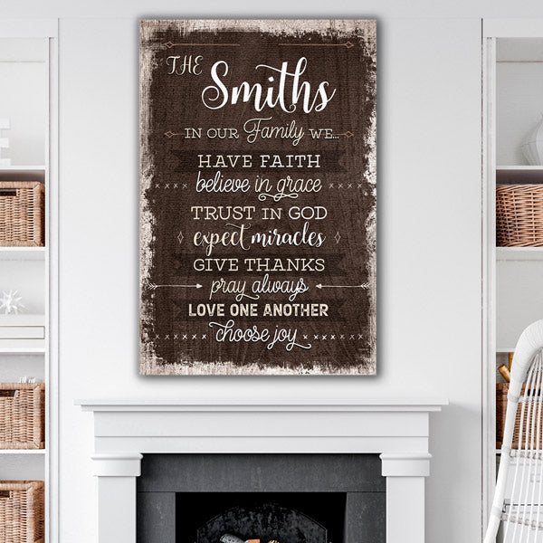 Personalized "In Our Family We Have Faith...Pray Always" Premium Canvas