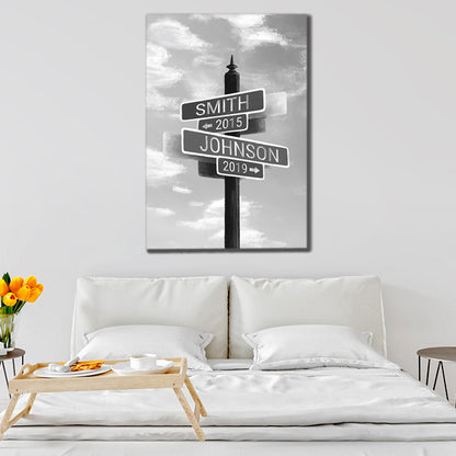 Personalized "Intersection Sign With Names" Premium Canvas Wall Art