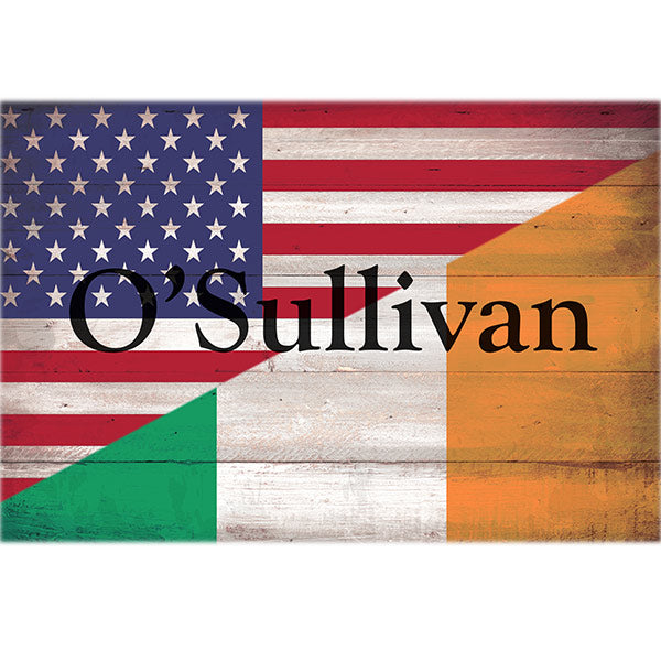 personalized irish american family name on flag  wall art