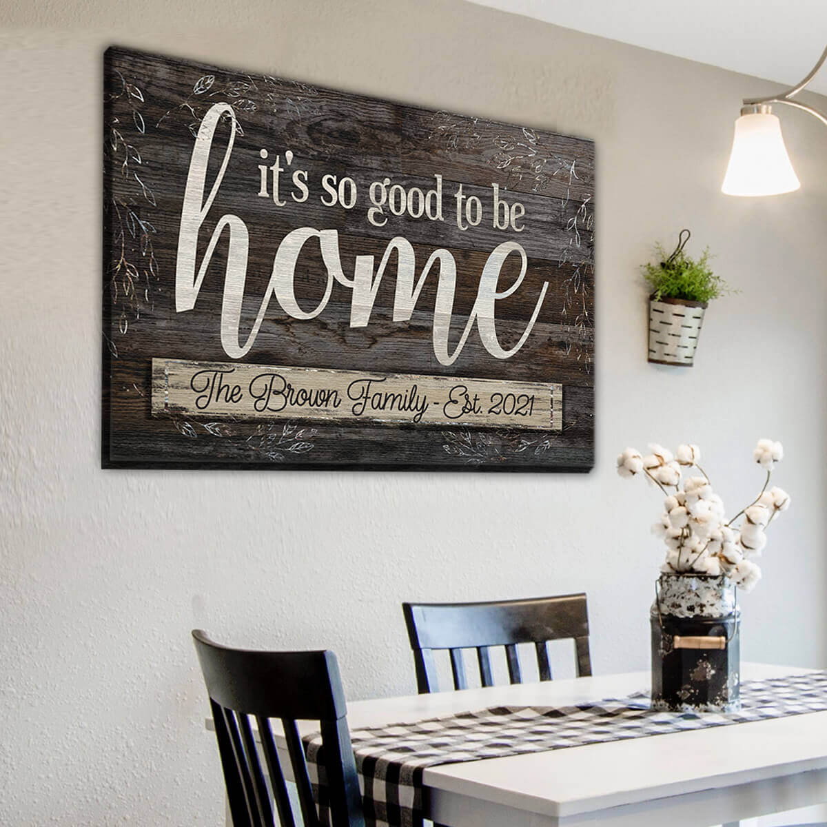 Personalized "So Good To Be Home" Premium Rustic Canvas