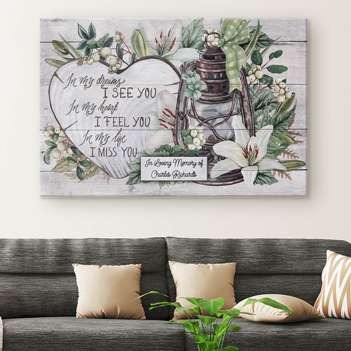 Personalized "I See You, Feel You, Miss You" Memorial Premium Canvas