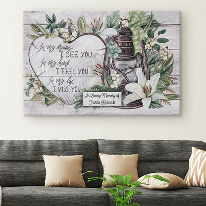 Personalized "I See You, Feel You, Miss You" Memorial Premium Canvas