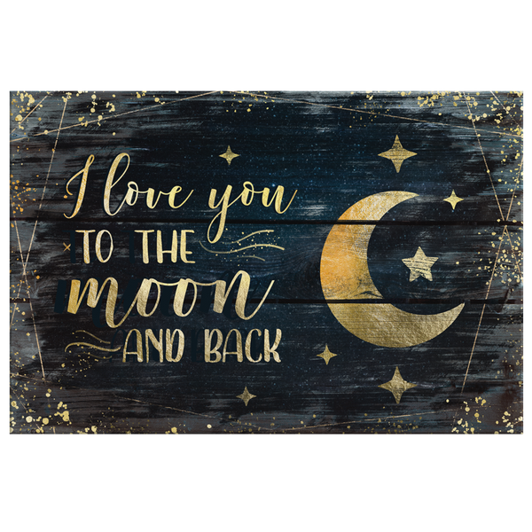 "I Love You To The Moon And Back" Dark Rustic Bedroom Canvas Wall Art ...
