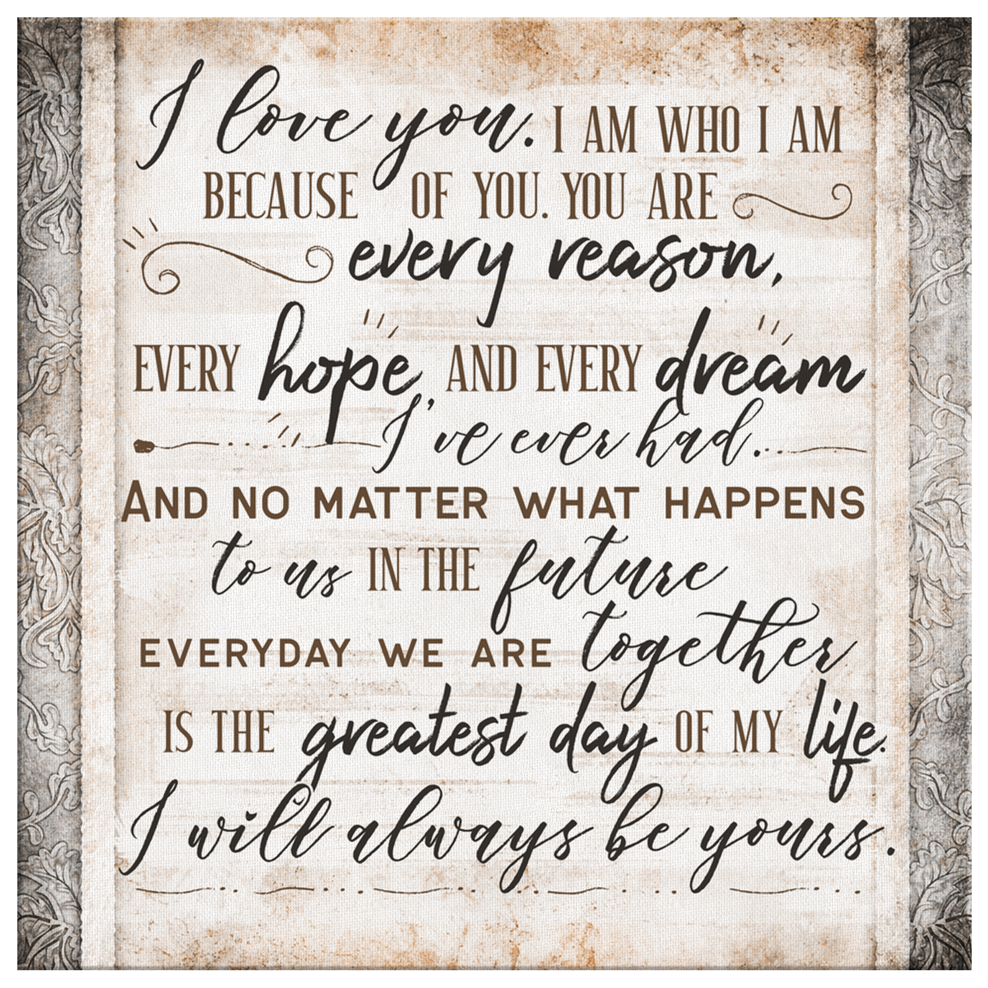 "I Love You - I Will Always Be Yours" Premium Canvas Wall Art