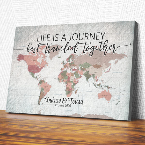 Personalized "Life Is A Journey - Best Traveled Together" Premium Canvas