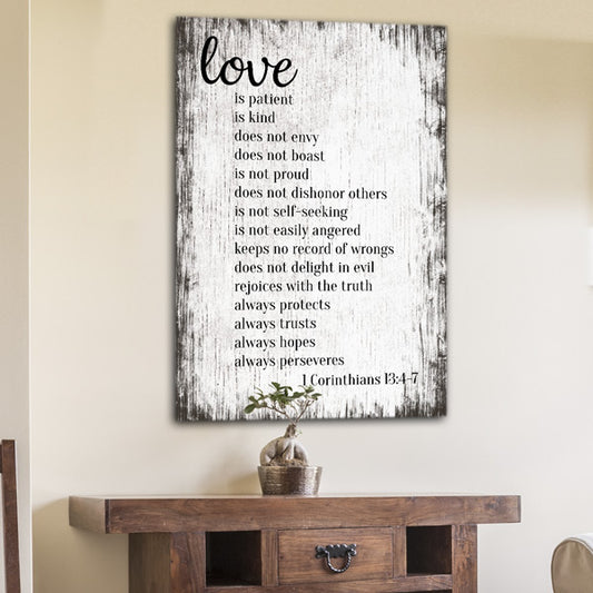 "Love Is Patient, Kind.." Corinthians Premium Canvas
