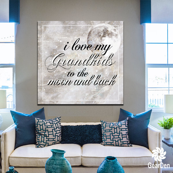 love my grandkids to the moon and back canvas wall art