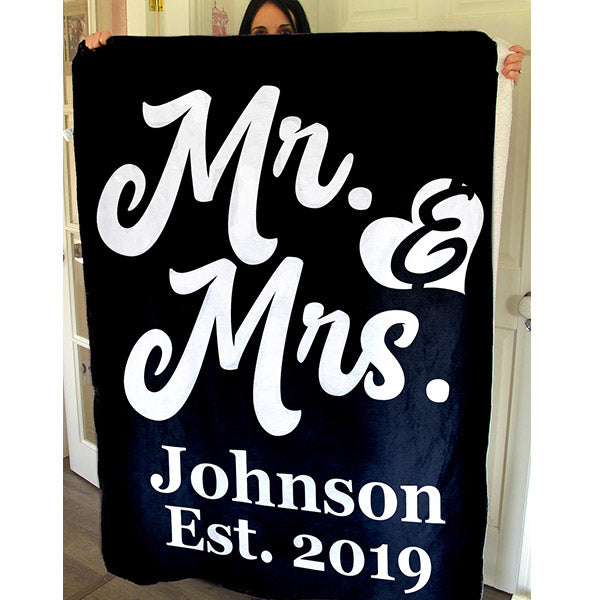 Personalized "Mr & Mrs" With Name and Year Premium Fleece Blanket