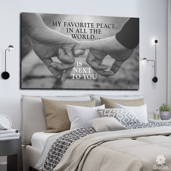 "My Favorite Place in the Whole World is Next to You" photographic wall art canvas print