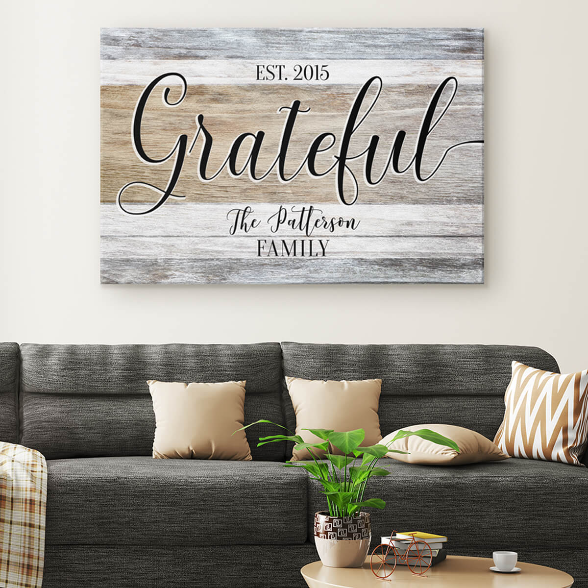 Personalized "Grateful - Family Name & Year" Premium Canvas