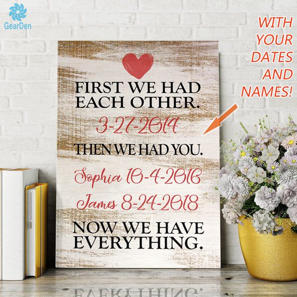 now everything wedding date kids birth dates personalized canvas wall art