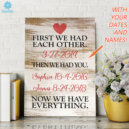 now everything wedding date kids birth dates personalized canvas wall art