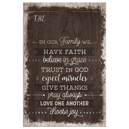 Personalized "In Our Family We Have Faith...Pray Always" Premium Canvas