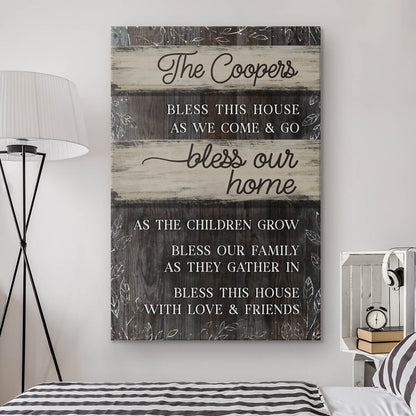 Personalized "Bless This House As We Come & Go" Premium Canvas