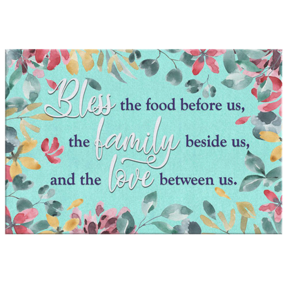 "Food, Family, Love" Watercolor Premium Canvas