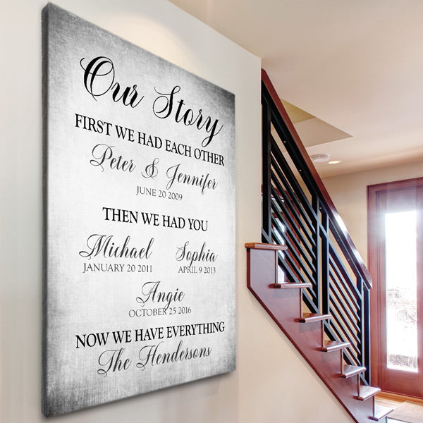 Personalized "Our Story - First We Had Each Other" Premium Canvas Wall Art