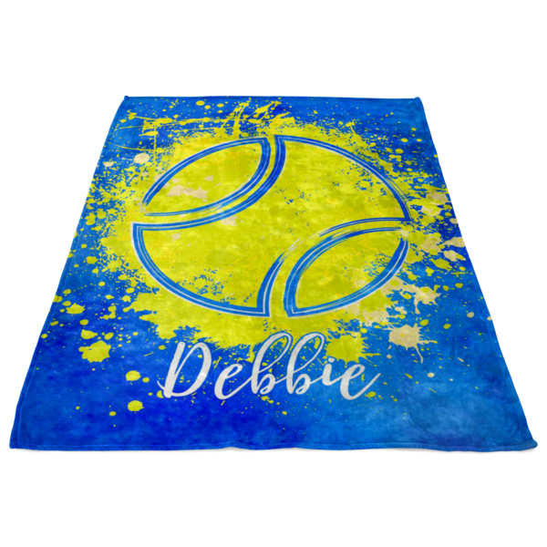 Personalized "Tennis Ball Splash" Premium Fleece Blanket