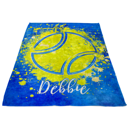 Personalized "Tennis Ball Splash" Premium Fleece Blanket
