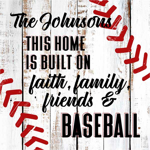 personalized custom canvas wall art this home is built on faith family friends baseball 