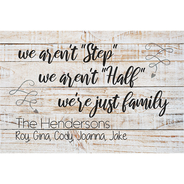 personalized we aren't step half  family name canvas wall art large