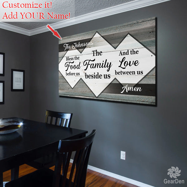 Personalized "Bless The Food Family Love" Premium Canvas