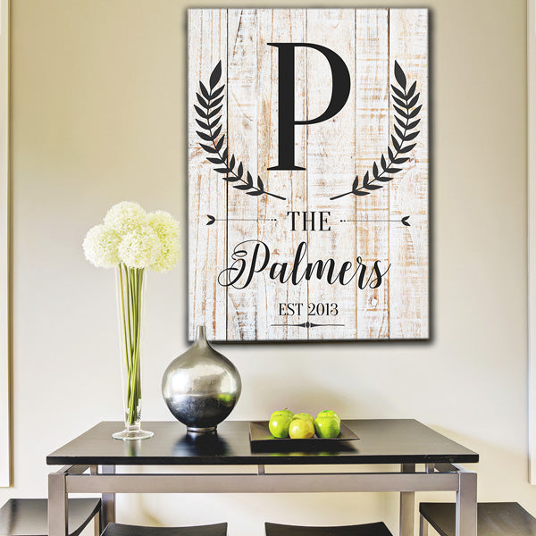 Personalized Family Initial and Name Premium Canvas