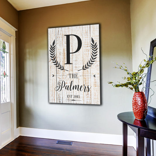 Personalized Family Initial and Name Premium Canvas