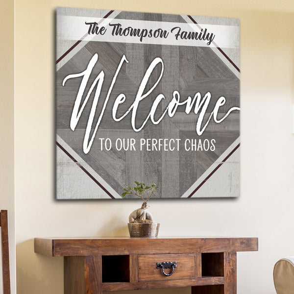 Personalized "Welcome To Our Perfect Chaos" Premium Canvas