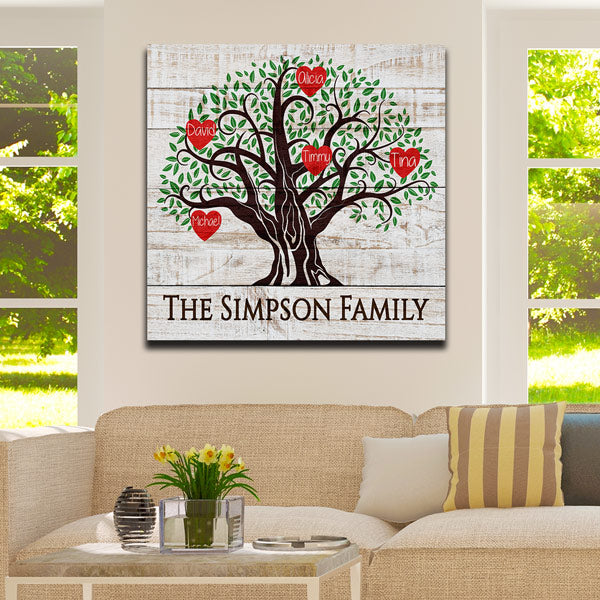 Personalized "Family Tree" Premium Square Canvas Wall Art