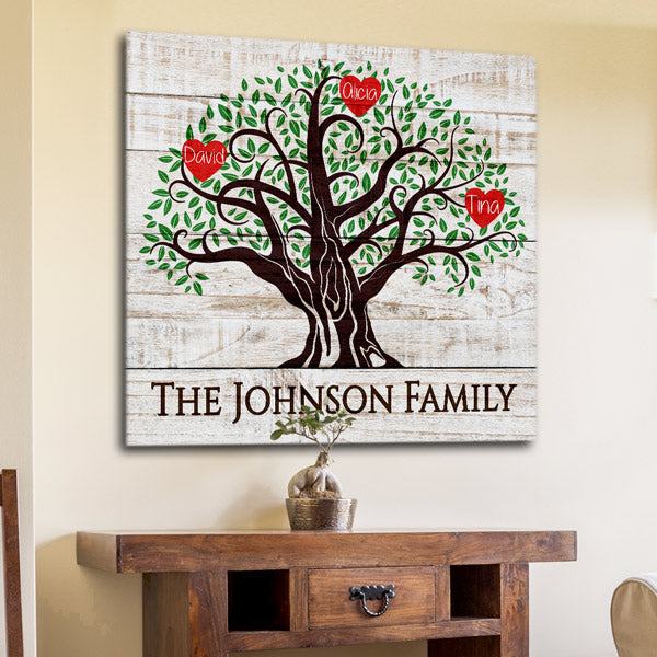 Personalized Family Name Family Tree Premium Square Canvas Wall Art -  GearDen