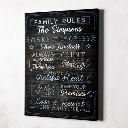 Personalized "Family Rules...Love & Respect One Another" Premium Canvas Wall Art