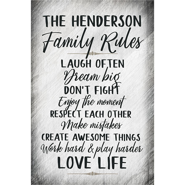 Personalized "Family Rules.." Premium Canvas