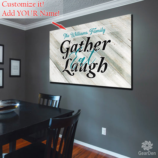 Personalized "Gather, Eat, Laugh" Canvas Wall Art
