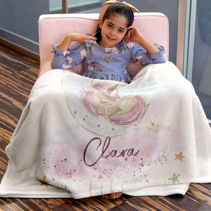 Personalized Name Premium Unicorn Blanket