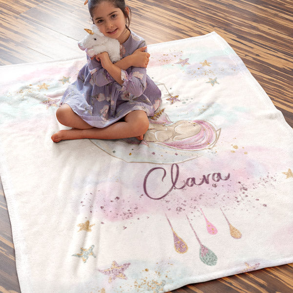 Personalized unicorn baby discount blanket