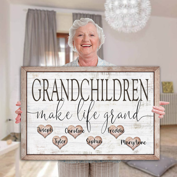 Personalized "Grandchildren Make Life Grand" Premium Canvas