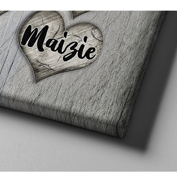 Personalized "They Are The Beat Of My Heart" Premium Rustic Canvas