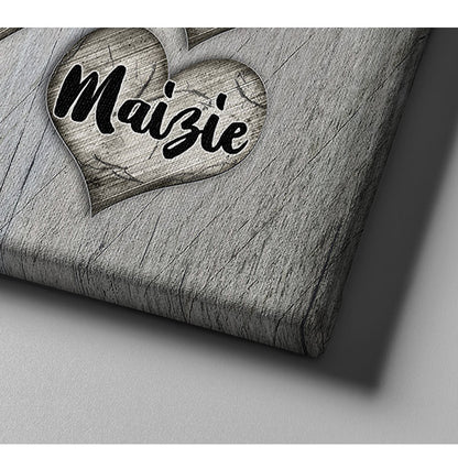 Personalized "They Are The Beat Of My Heart" Premium Rustic Canvas