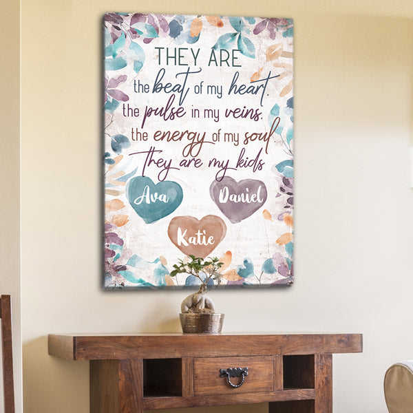 Personalized "They Are The Beat Of My Heart" Premium Canvas