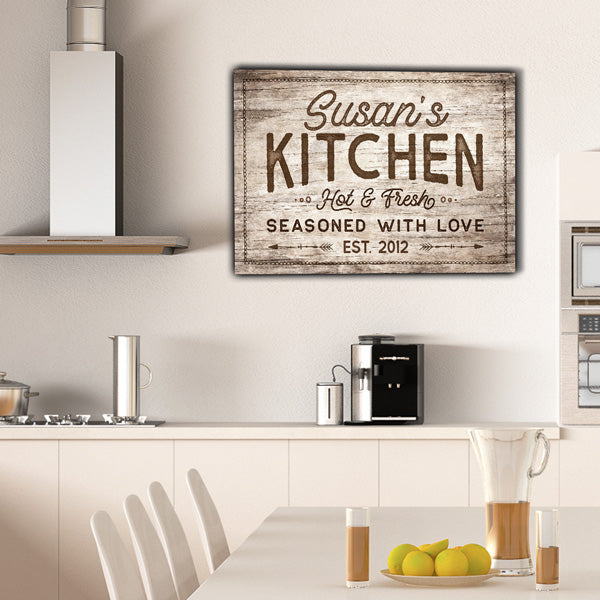 Personalized "Kitchen - Seasoned With Love" Premium Canvas