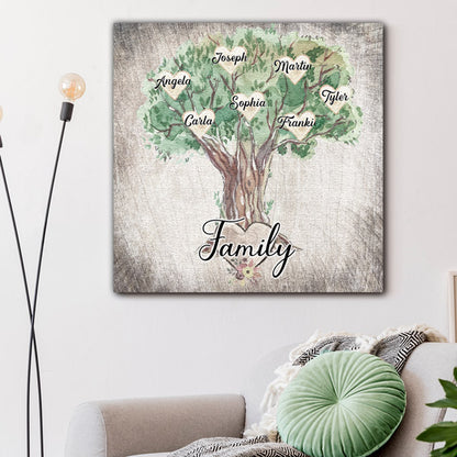 Personalized Family - Names On Tree Premium Canvas v2