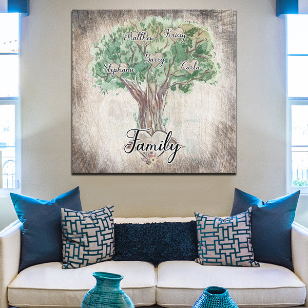 Personalized Family Name Family Tree Premium Square Canvas Wall Art -  GearDen