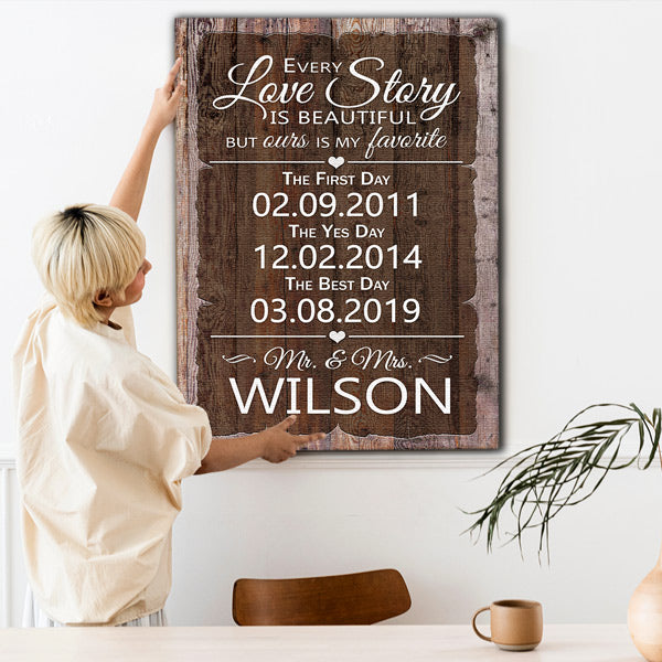 Personalized "Our Love Story Is My Favorite" Premium Canvas