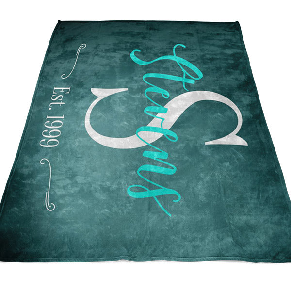 "Personalized Family Name" Premium Teal Fleece Blanket