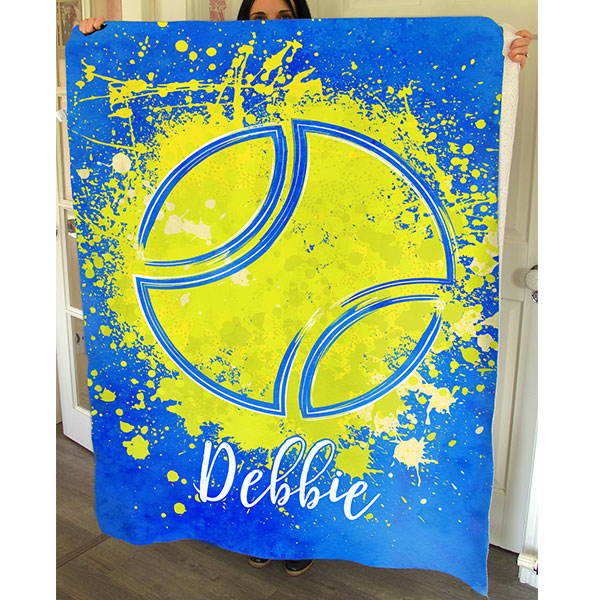 Personalized "Tennis Ball Splash" Premium Fleece Blanket