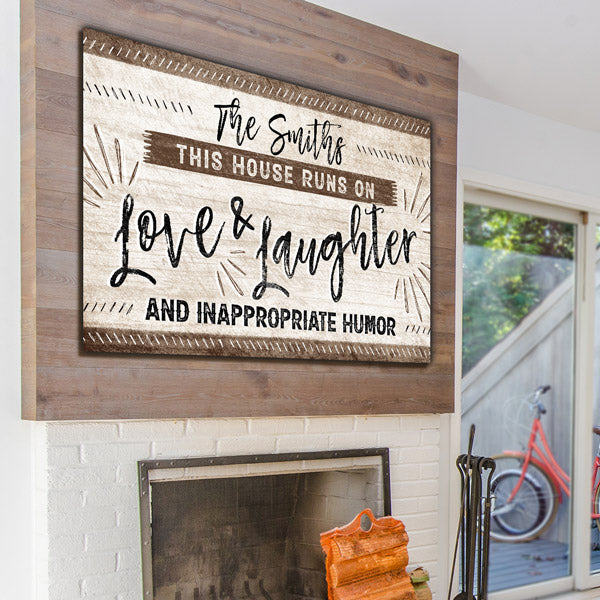 Personalized "This House Runs On Love & Laughter" Premium Canvas Wall Art