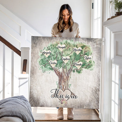 Personalized Family - Names On Tree Premium Canvas v2