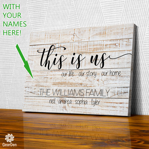 Personalized Canvas Wall Art With Family Name "This Is Us - Our Home ...